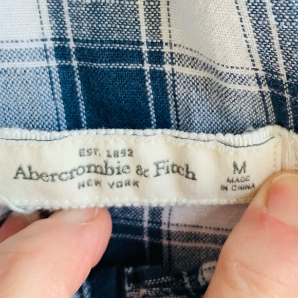 Abercrombie & Fitch Romper Navy Blue White Plaid Racer Back Fun Vaction Medium - Picture 8 of 10